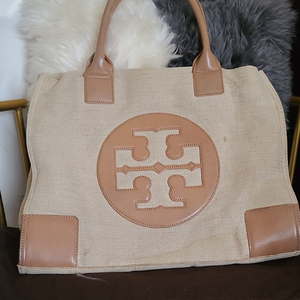 Tory Burch Tan and Cream Travel Bag